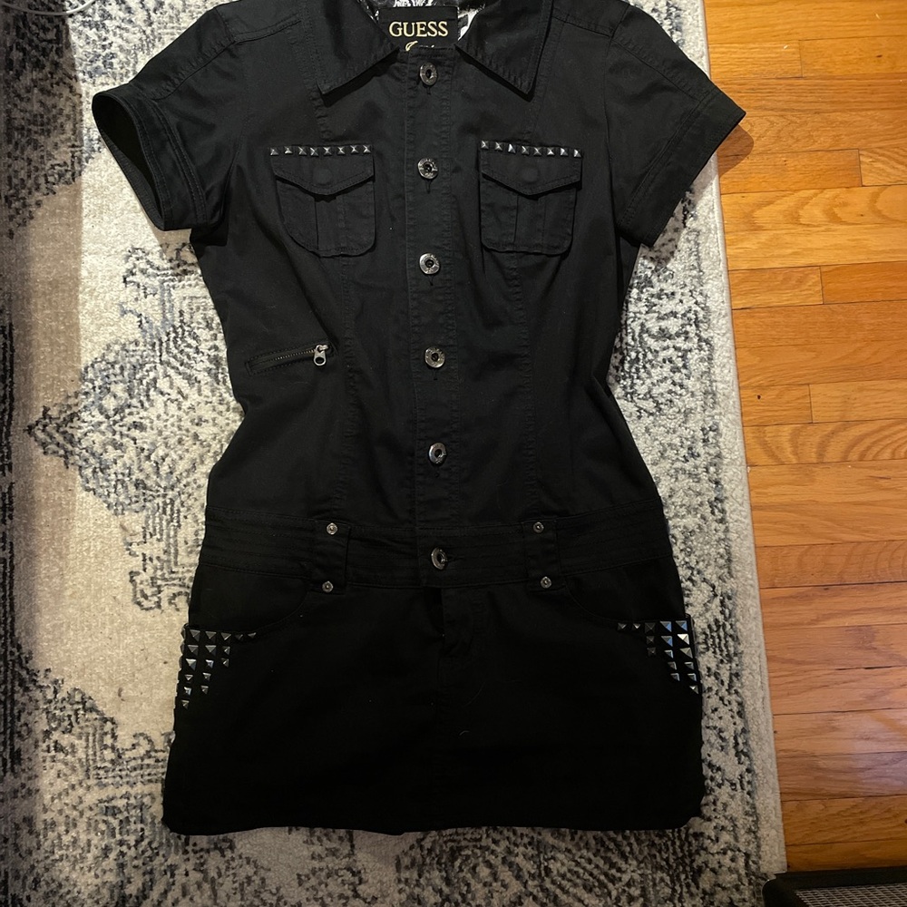 GUESS Black Mini Dress with Stud Accents